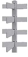 CONCRETE 4 RAIL FENCE 3 WAY POST (WOOD STYLE)