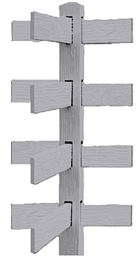 CONCRETE 4 RAIL FENCE 3 WAY POST (WOOD STYLE)