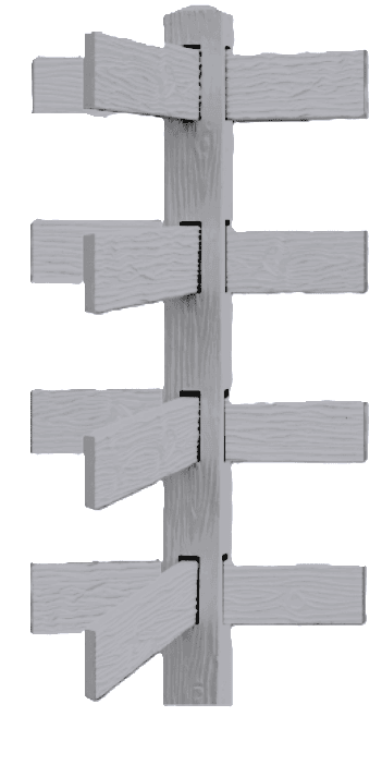 CONCRETE 4 RAIL FENCE 3 WAY POST (WOOD STYLE)