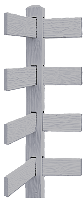 CONCRETE 4 RAIL FENCE Corner POST (WOOD STYLE)