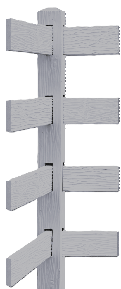 CONCRETE 4 RAIL FENCE Corner POST (WOOD STYLE)