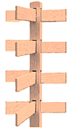 CONCRETE 4 RAIL FENCE 3 WAY POST (WOOD STYLE)