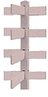 CONCRETE 4 RAIL FENCE 3 WAY POST (WOOD STYLE)