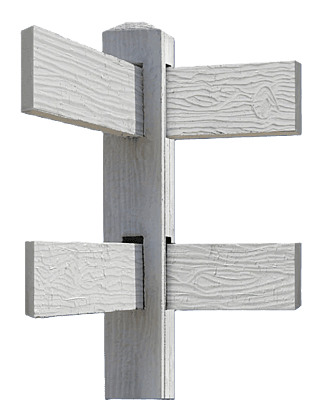 CONCRETE 2 RAIL FENCE CORNER (WOOD STYLE)