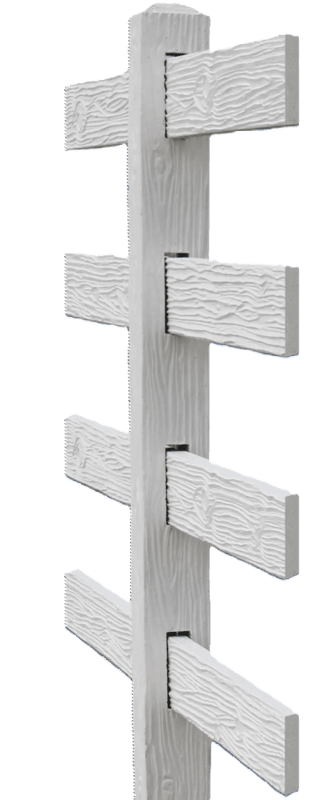 CONCRETE 4 RAIL FENCE LINE POST (WOOD STYLE)